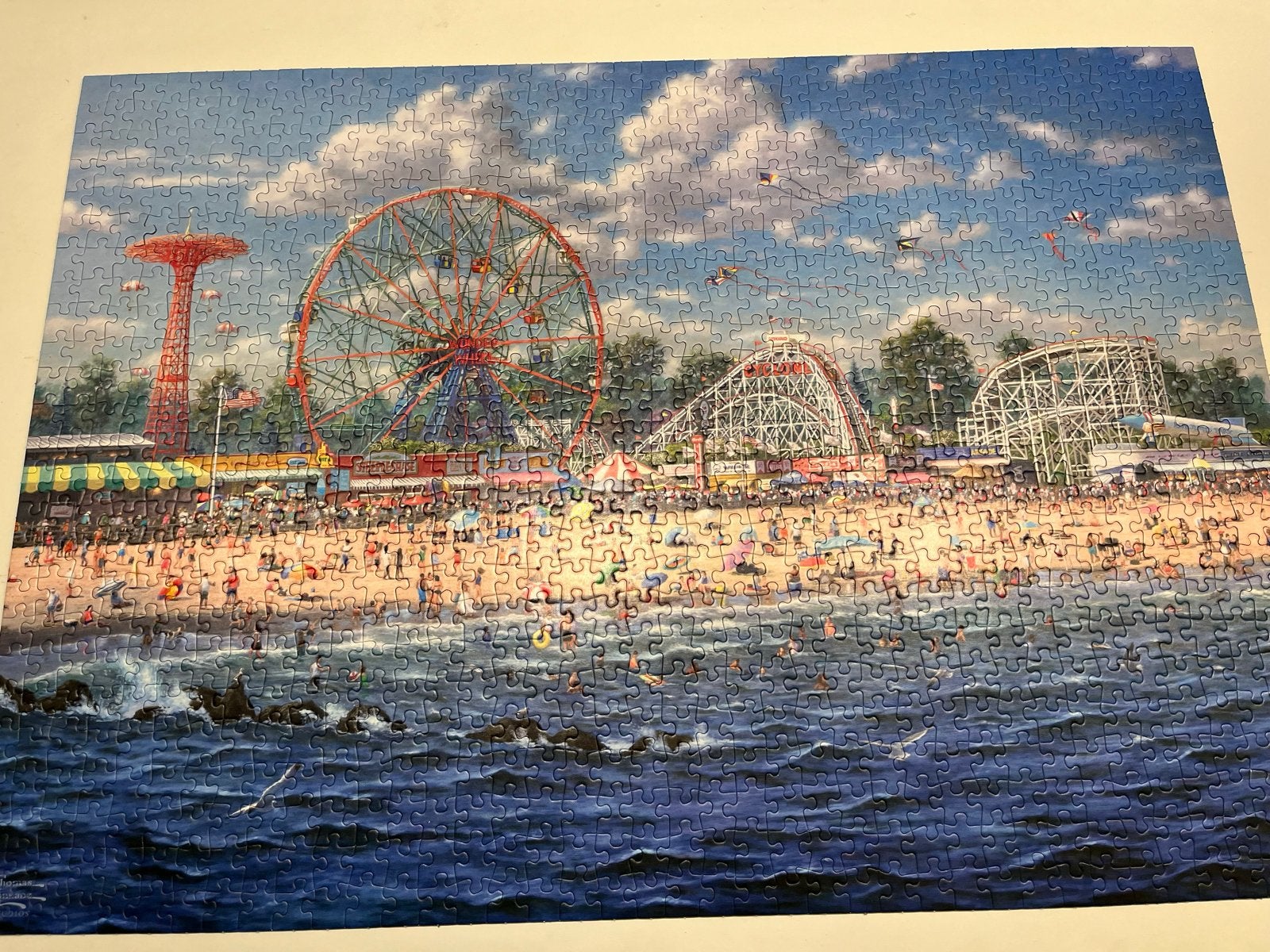 Schmidt Puzzle Thomas Kinkade Coney Island 1000 stukjes, Ophalen of Verzenden, Meer dan 50 stukjes, Zo goed als nieuw, 6 jaar of ouder