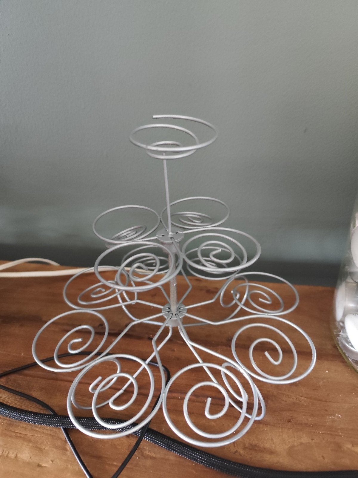 Metalen cupcake standaard - Zilverkleurig, Huis en Inrichting, Ophalen, Gebruikt, Zilver, Metaal