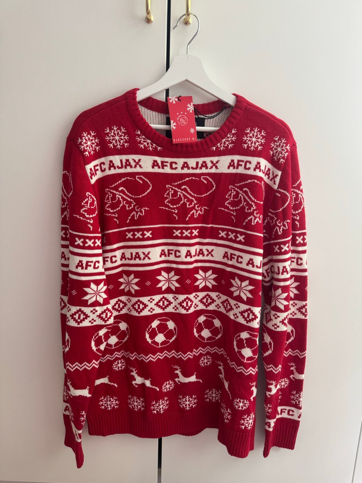 Ajax Kersttrui - Nieuw met kaartjes - Maat 2XL, Ophalen of Verzenden, Nieuw, Overige maten, Rood