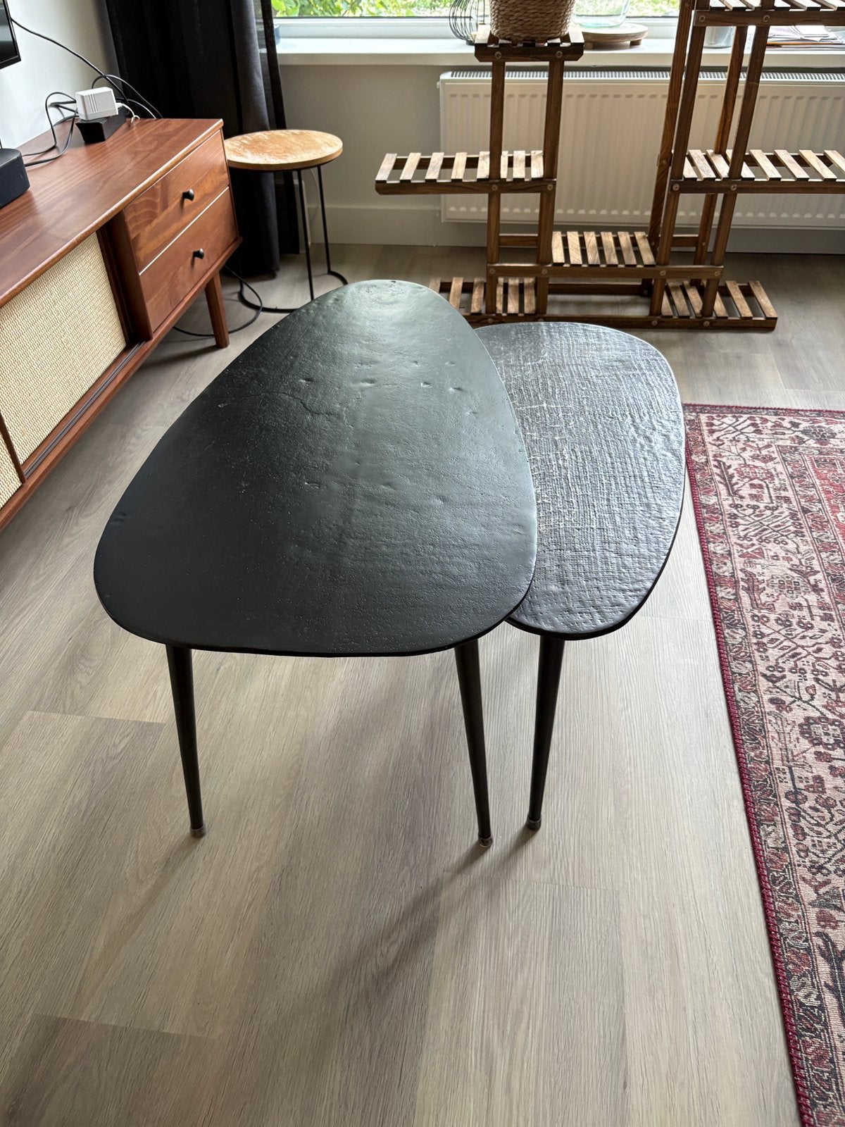 Japandi salontafel 2-delig zwart metaal, Ophalen, Japandi, Minder dan 50 cm, 50 tot 100 cm