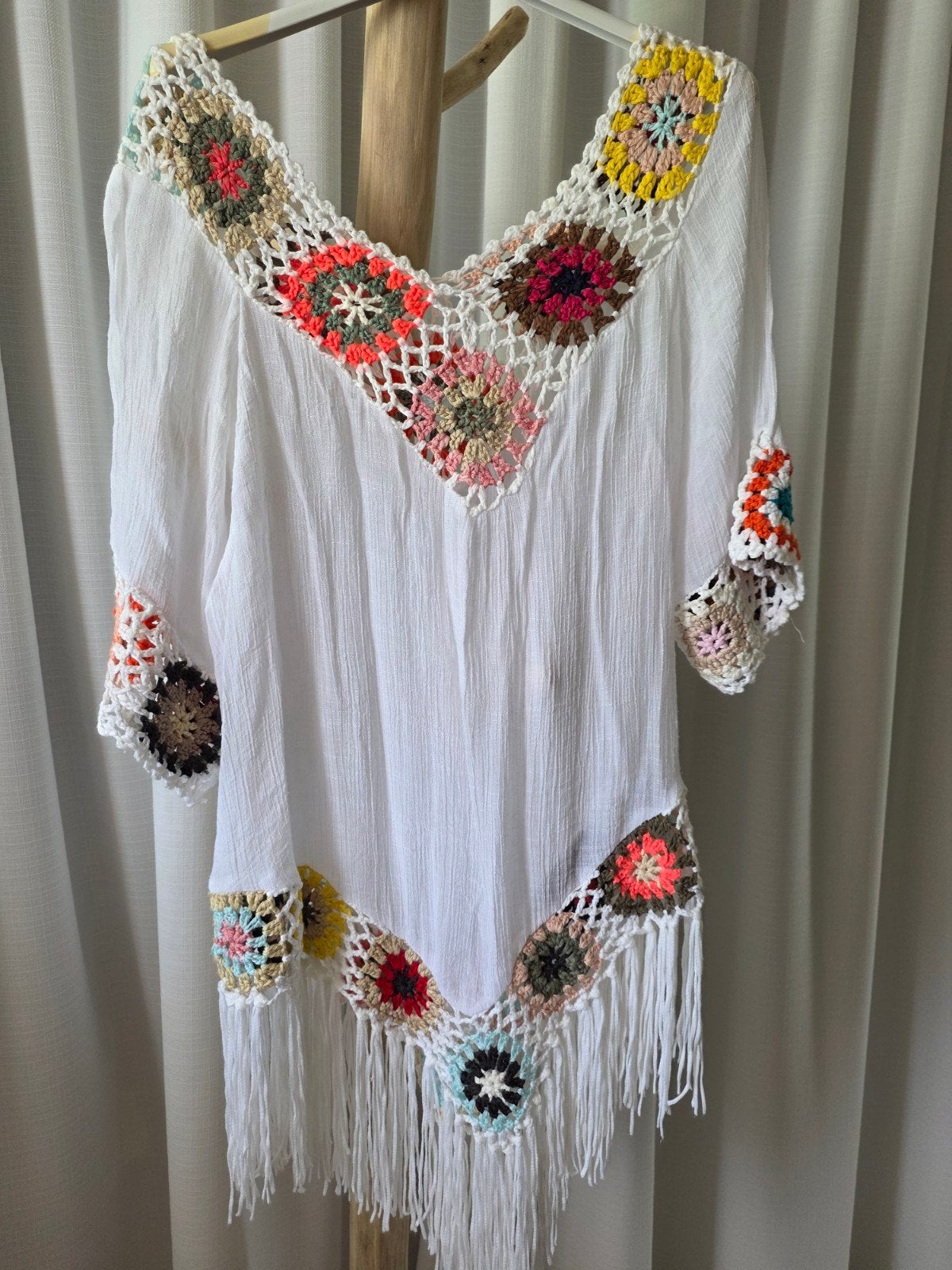 Tuniek, Ibiza Boho style, one size, 100% viscose, Ophalen of Verzenden, Zo goed als nieuw, Overige typen