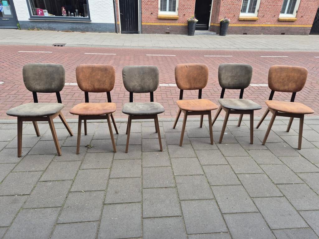 Goossens mout 6 eetkamerstoelen kunst leer, Ophalen, Bruin, Onbekend, Leer