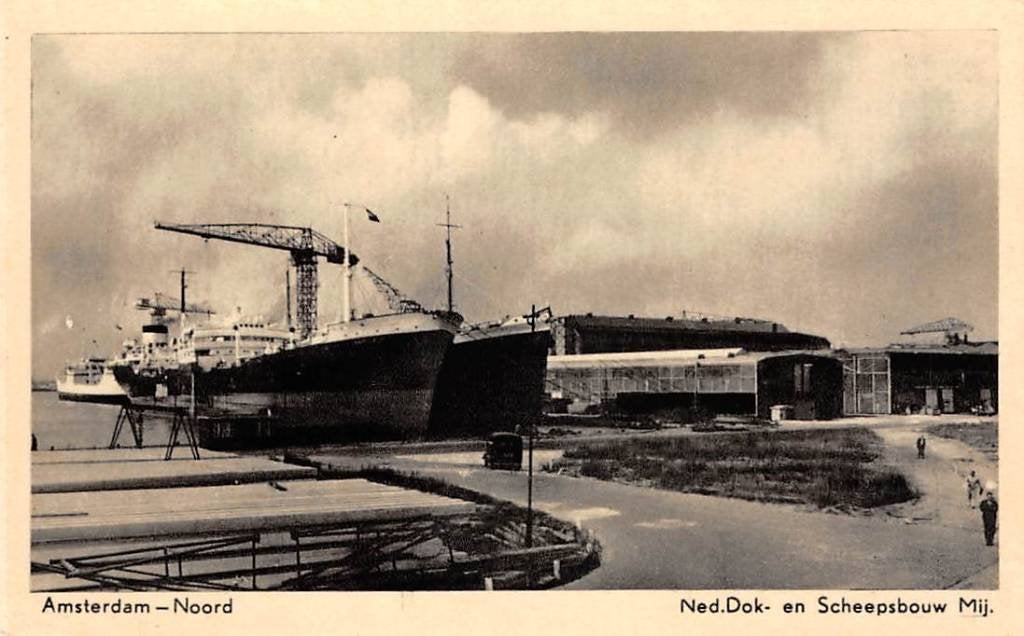 Amsterdam Noord Ned Dok- en Scheepsbouw Mij Scheepvaart Werf, Verzamelen, Verzenden, 1940 tot 1960, Ongelopen, Noord-Holland