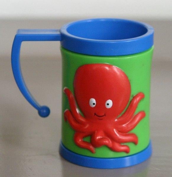 Kinderbeker - beker met inktvis erop, Overige materialen, Gebruikt, Ophalen of Verzenden, Overige stijlen