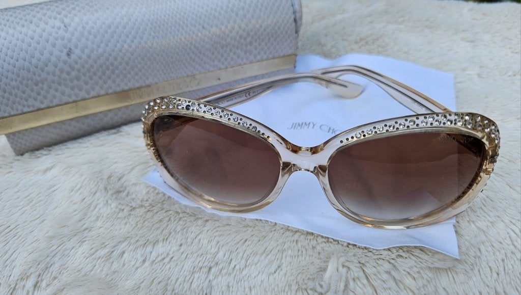 Jimmy Choo dames zonnebril nude crystal, Overige merken, Gebruikt, Zonnebril, Overige kleuren