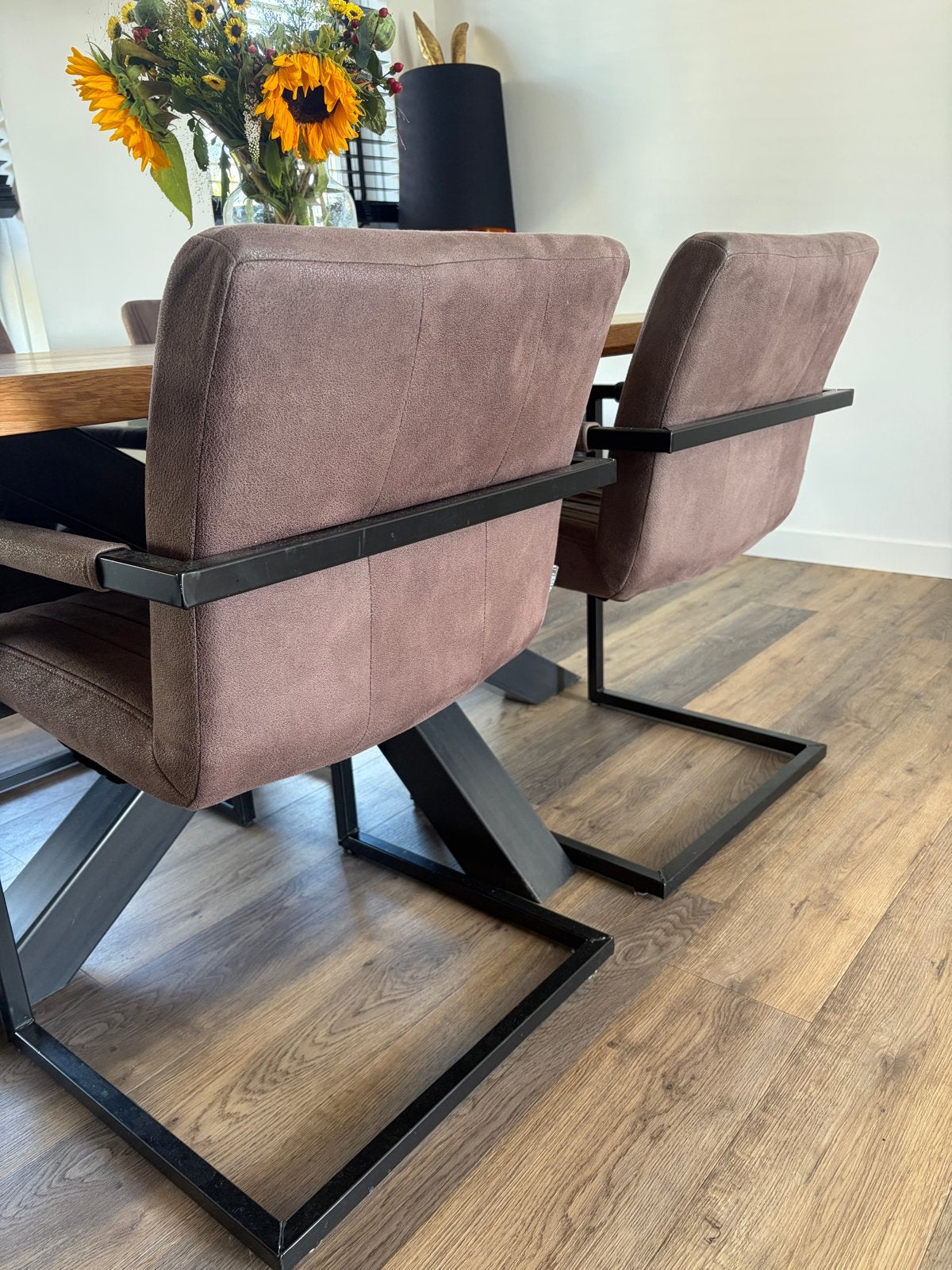 4 taupe stoelen label 51, Huis en Inrichting, Ophalen, Overige kleuren, Zo goed als nieuw, Vier