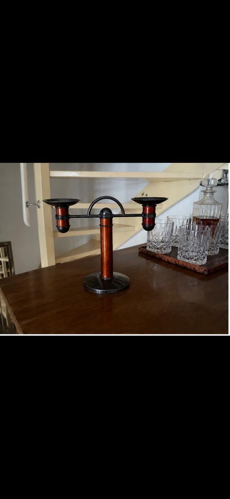 Christofle France Art Deco dubbele kandelaar, Laque de Chine, Ophalen