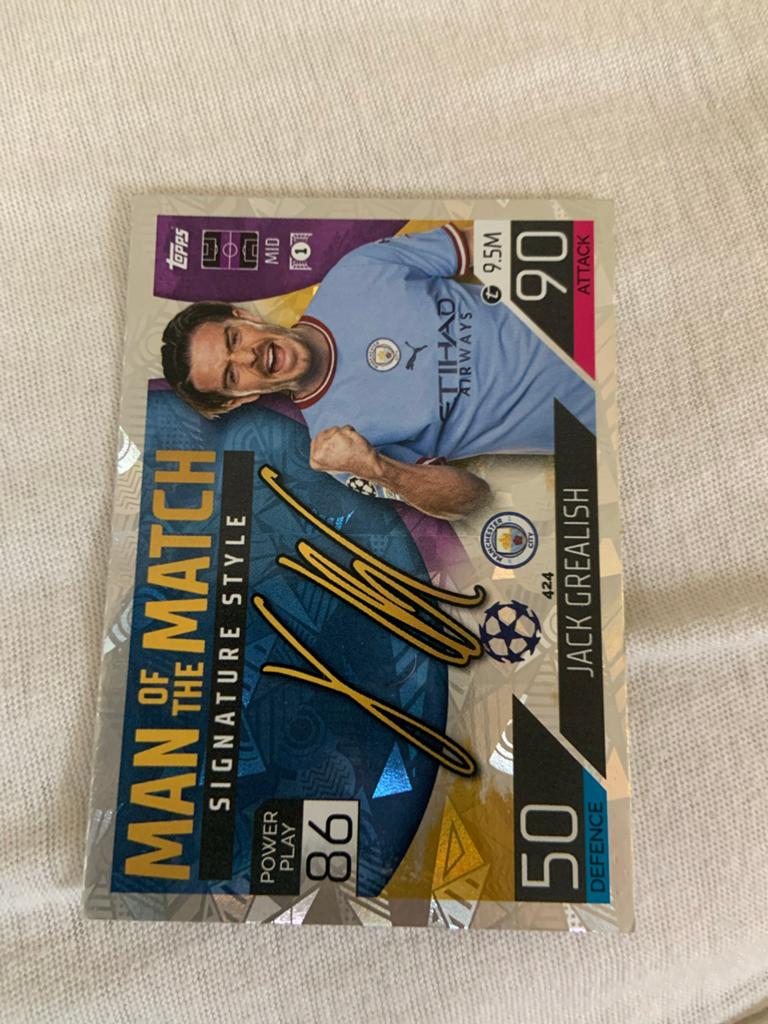 Topps Match Attax Jack Grealish Man of the Match kaart, Ophalen of Verzenden, Zo goed als nieuw, Buitenlandse clubs, Spelerskaart