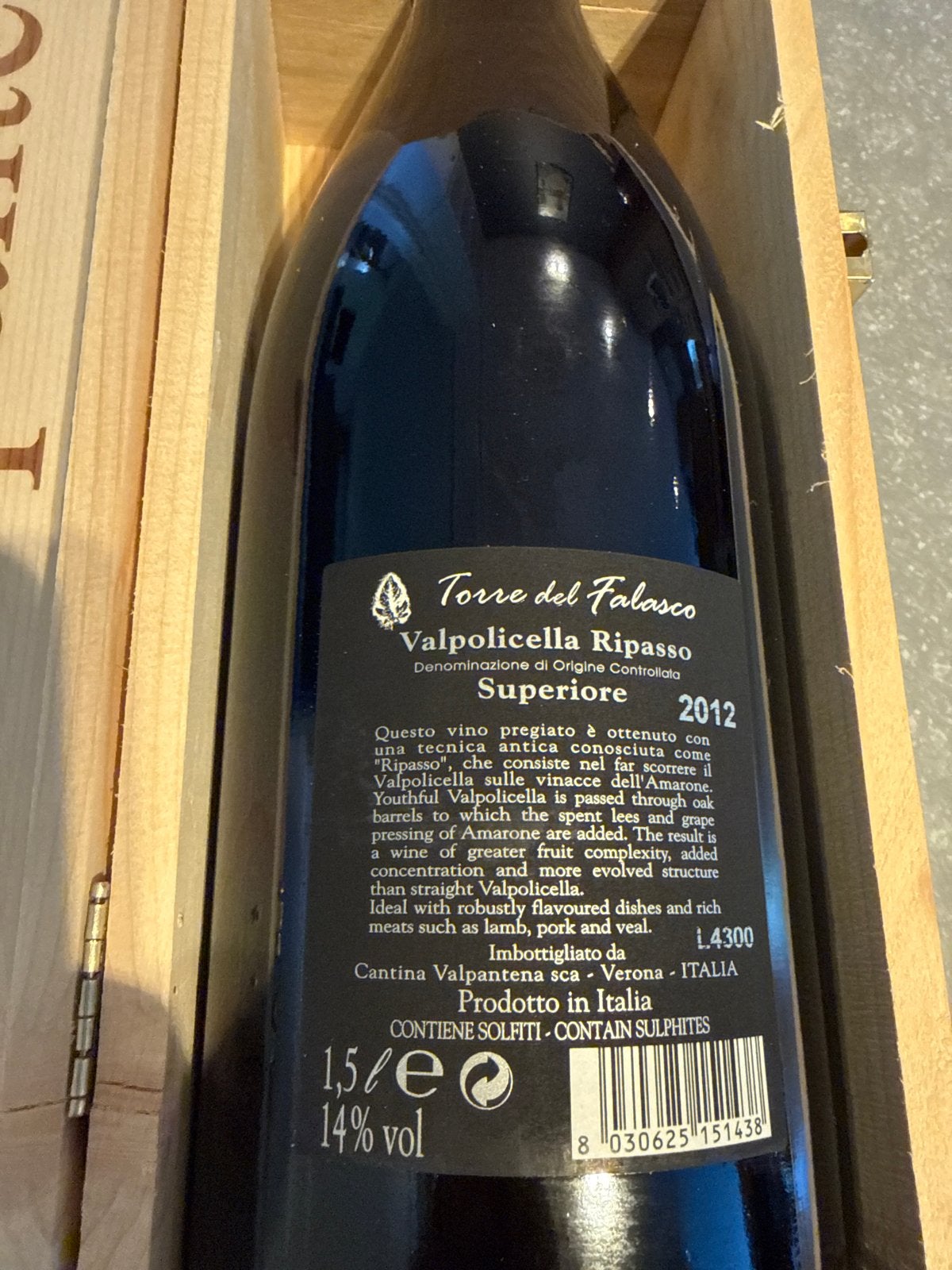 Tore del Falasco Valpolicella Ripasso Superiore 2012 in kist, Nieuw, Rode wijn, Vol, Italië