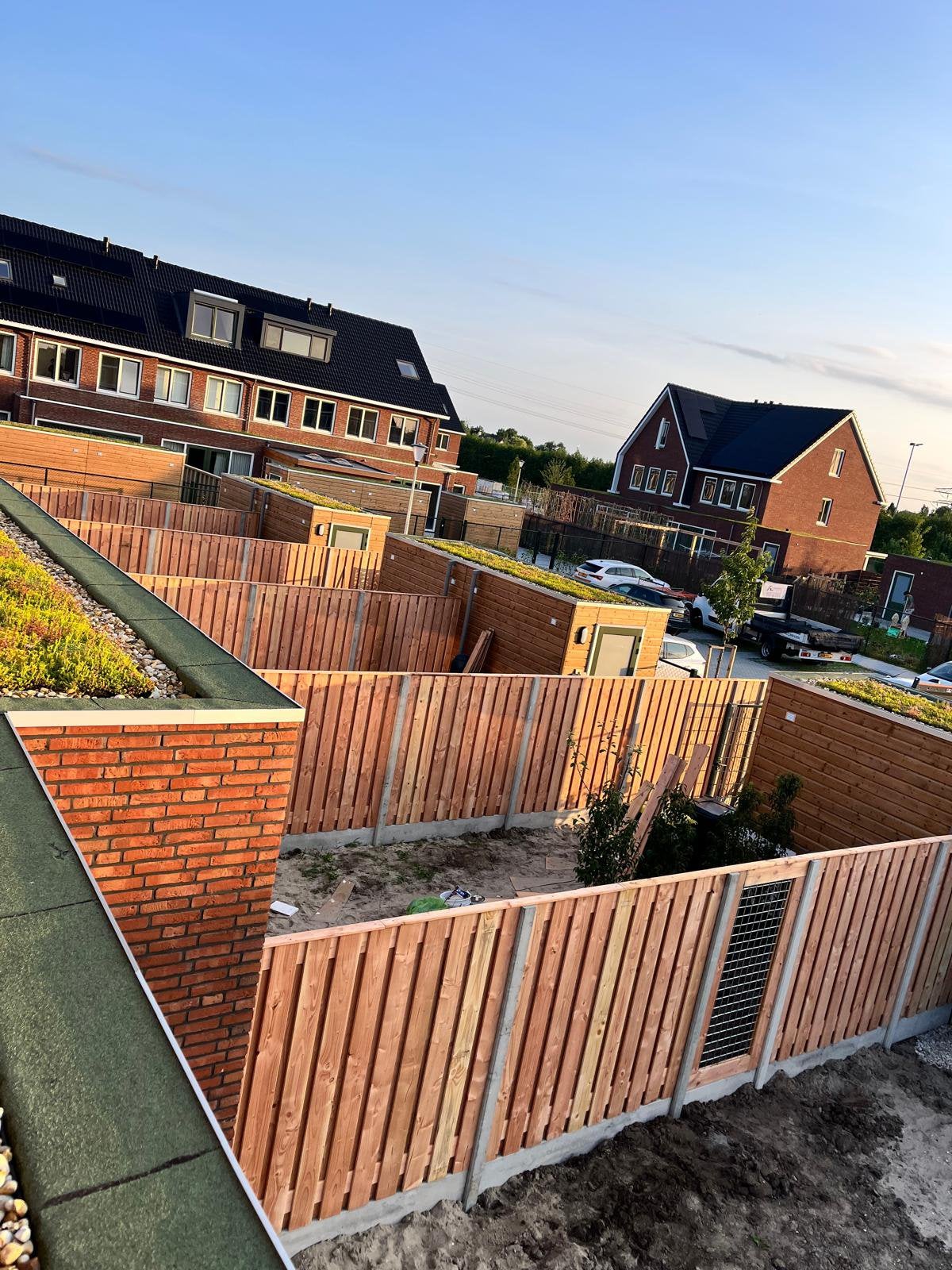 Hout - beton composiet schutting vanaf €110-€190 per meter, 1 tot 2 meter, 6 meter of meer, Nieuw, Ophalen of Verzenden