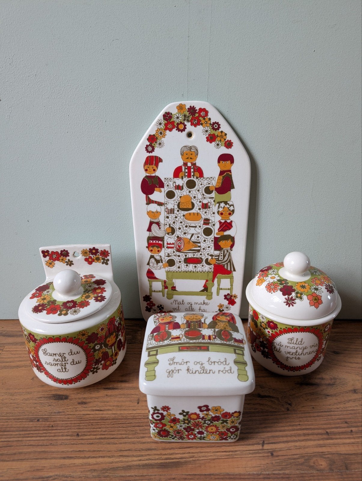 Figgjo Flint- Vintage Scandinavisch Folklore keukenset, Ophalen of Verzenden