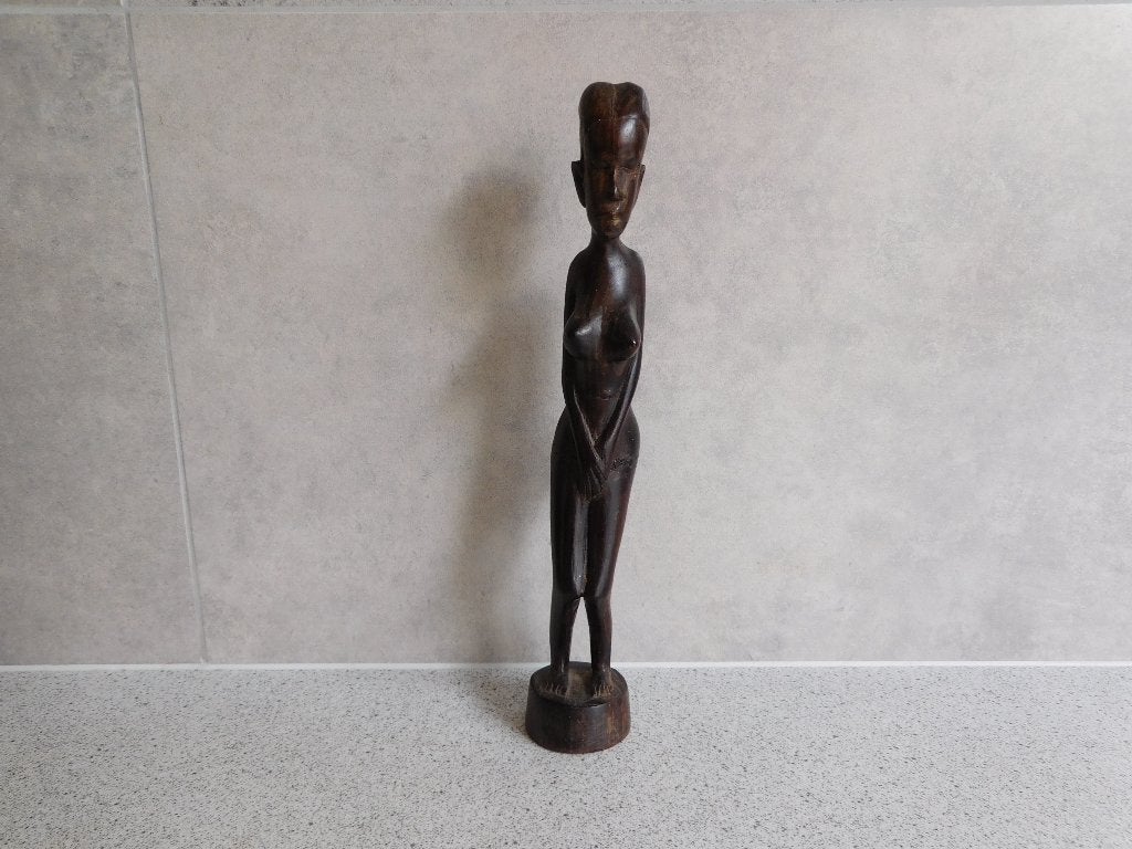 Houtsnijwerk Vrouw Bali/Java - 26 cm, Houtsnijwerk, Ophalen of Verzenden, Handgemaakt, 20 - 50 cm