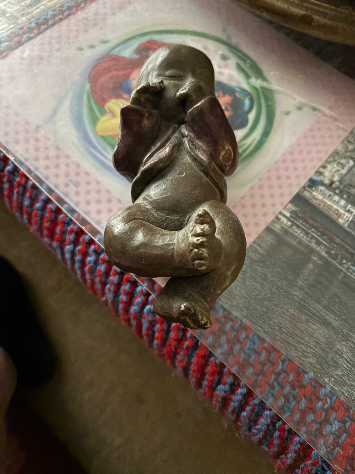 Bronzen beeldje van slapende baby, Overige onderwerpen, Minder dan 20 cm, Ophalen of Verzenden, Beeld