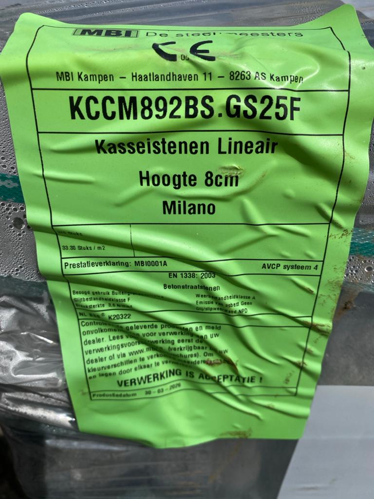 5 lagen MBI Kasseistrook Milano 8cm hoog, Ophalen, Klinkers, Nieuw, Minder dan 5 m²