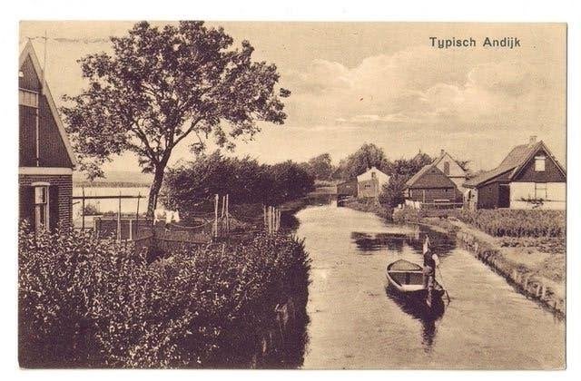 Andijk - Typisch Andijk (1929) - boot - sloot - was buiten, Verzenden, 1920 tot 1940, Gelopen, Noord-Holland