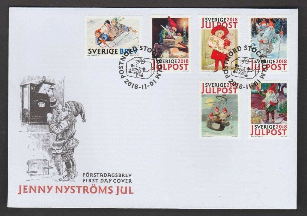 Zweden - FDC - Michelnr 3244-3249 - kerst 2018, Postzegels en Munten, Postzegels | Europa | Scandinavië, Verzenden, Zweden, Postfris
