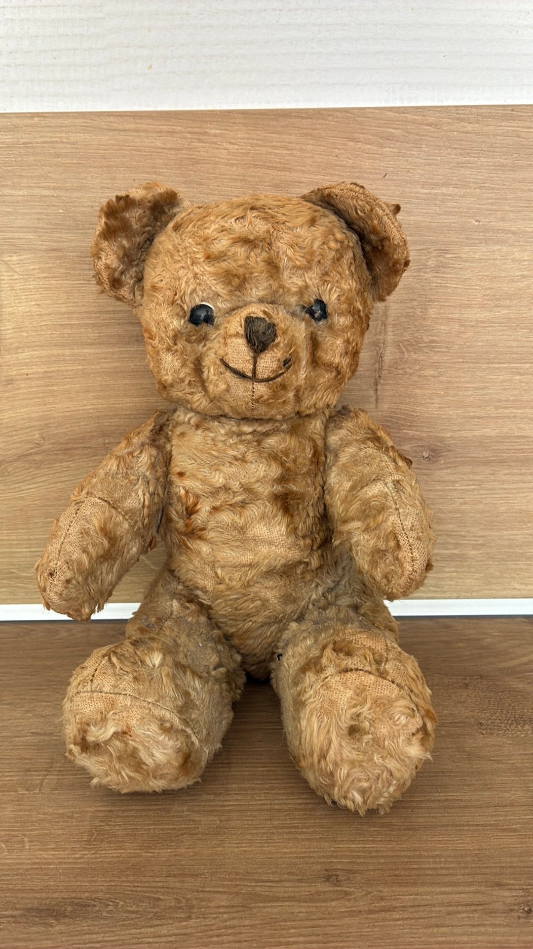 Vintage teddybeer strovulling, Verzamelen, Beren en Cherished Teddies, Overige merken, Gebruikt, -, Ophalen of Verzenden