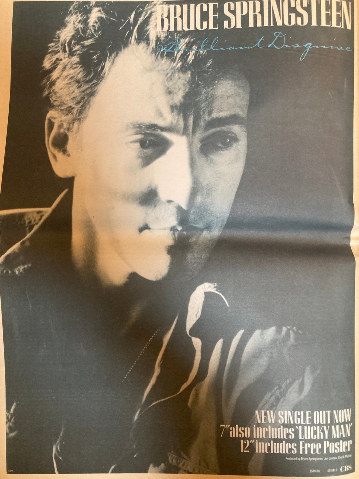 BRUCE SPRINGSTEEN Brilliant Disguise A3 advertentie, Ophalen of Verzenden, Gebruikt