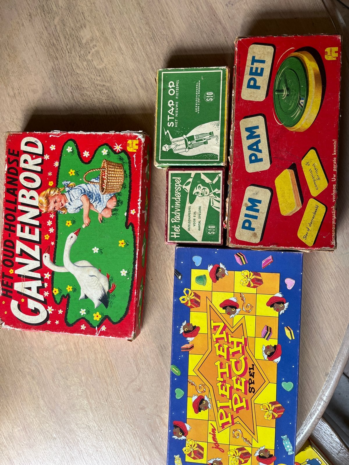Vintage Bordspellen Collectie: Ganzenbord, Pieten Pech & Mee, Een of twee spelers, Ophalen of Verzenden, Gebruikt