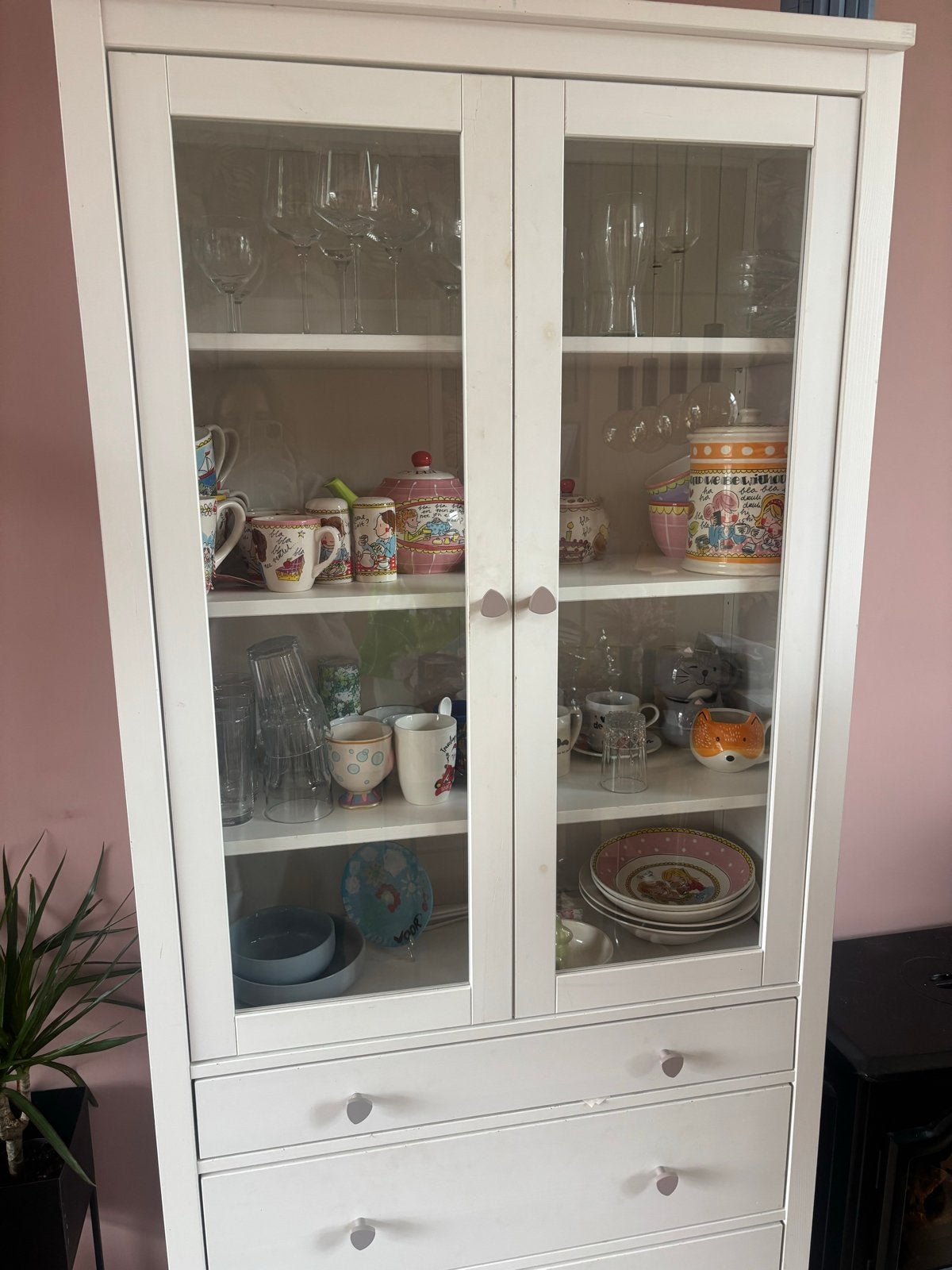 Witte ikea kast.  met glazen deuren en lades, Ophalen, Gebruikt, 200 cm of meer, 50 tot 100 cm