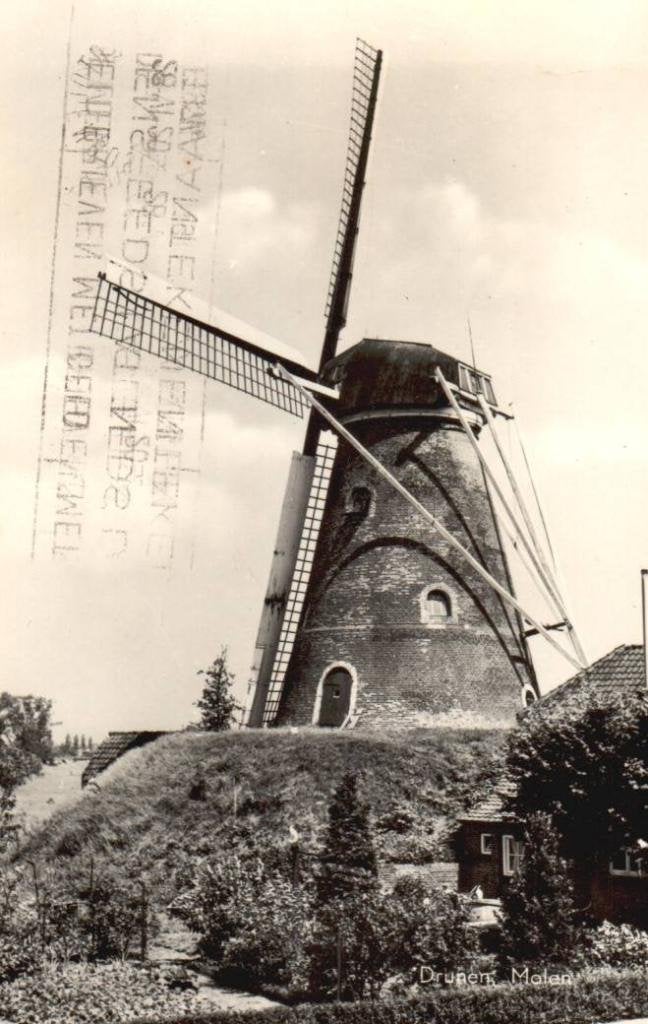 Drunen Molen 1972 voorbedrukt door Lemi Luxe Lederwaren., Ophalen, 1960 tot 1980, Gelopen, Noord-Brabant