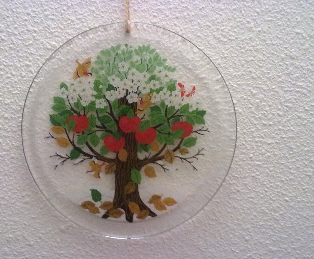 retro vintage glazen wanddecoratie raamhanger glas boom, Antiek en Kunst, Ophalen of Verzenden