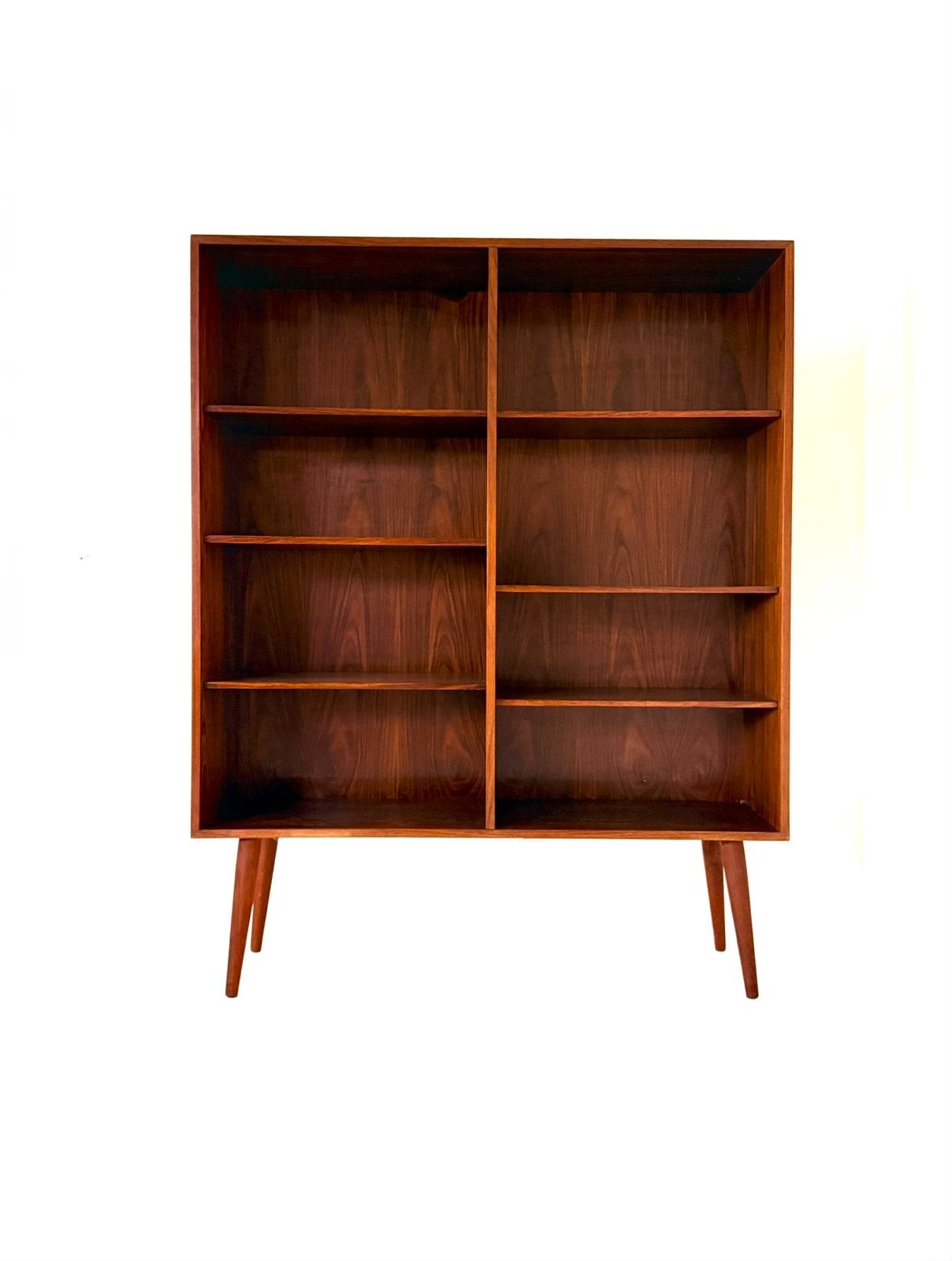 Vintage Palissander boekenkast, Faarup Møbelfabrik ‘60, Met plank(en), 100 tot 150 cm, Vintage retro buisframe design rotan webbing papercord deens