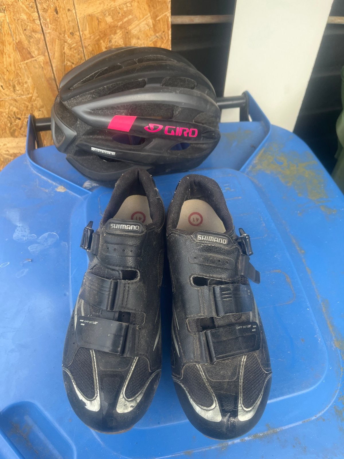 Racefiets schoenen (maat 41) en Giro helm, Fietsen en Brommers, Ophalen, Gebruikt, Heren, Schoenen