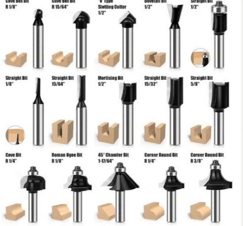Luxe houtfrees set 15 stuks 8mm met opbergdoos