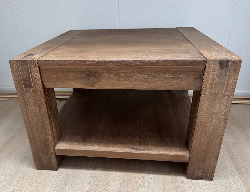 Salzburg salontafel greywash acaciahout, Ophalen, Gebruikt, 50 tot 100 cm, 50 tot 100 cm