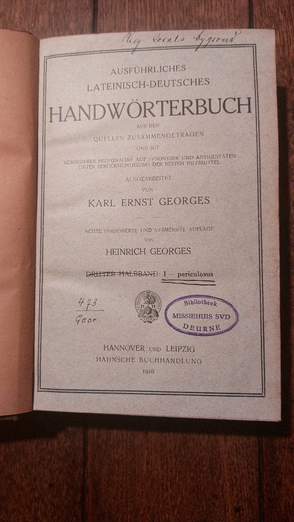 ausführliches Lateinisch- Deutsches HANDWÖRTERBUCH, Gelezen, Latijn, Overige uitgevers, Ophalen of Verzenden