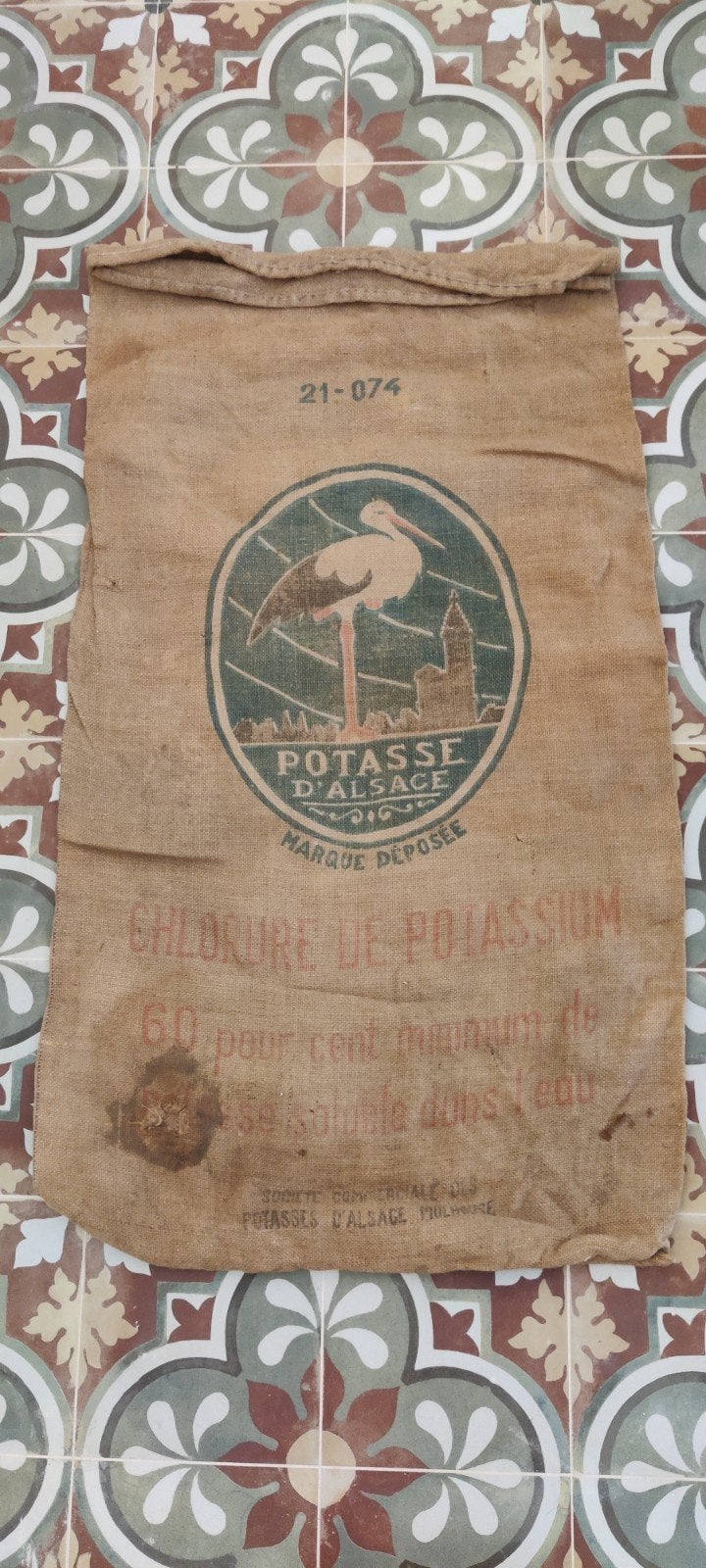 Antieke jute zak - Potasse d'Alsace, Ophalen of Verzenden