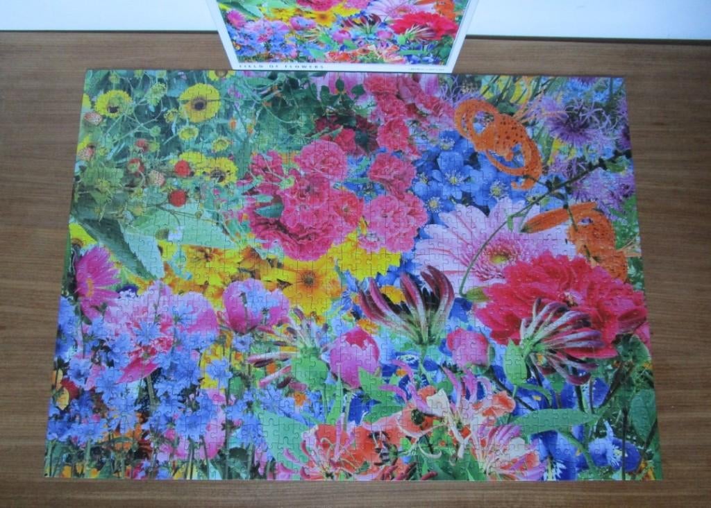Nr.75: Puzzel jigsaw legpuzzel van King Bloemen 1000 stukjes, Ophalen of Verzenden, 500 t/m 1500 stukjes, Zo goed als nieuw, Legpuzzel