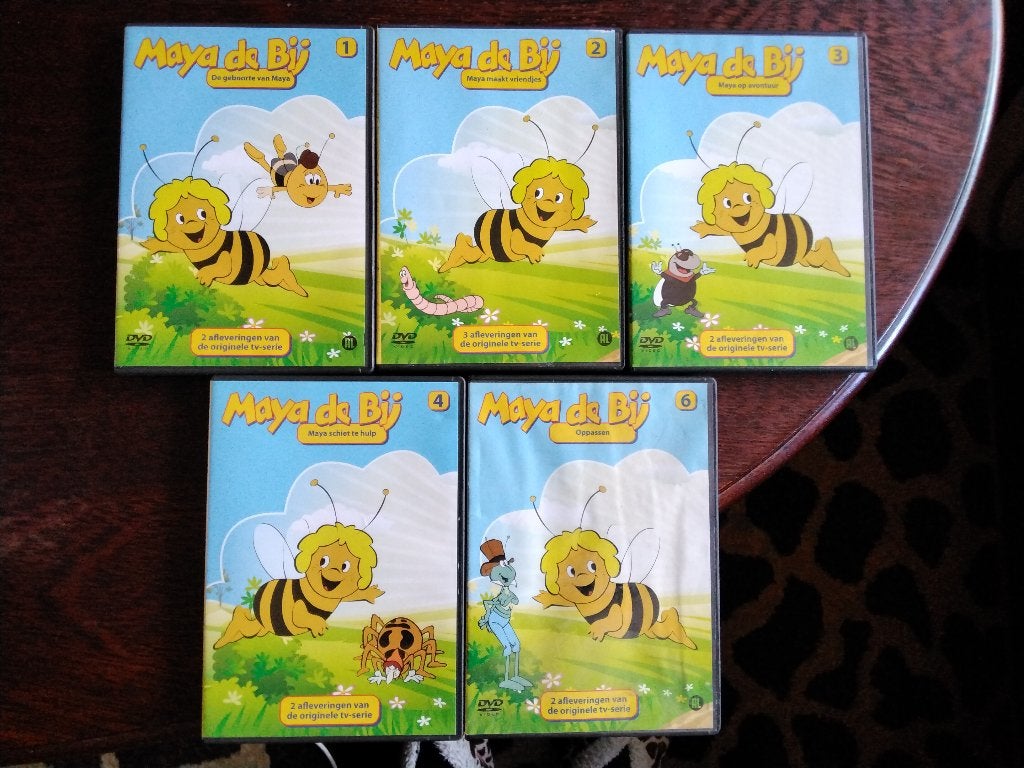 Maya de bij deel 1 2 3 4 en 6, 5 dvds, origineel, Avontuur, Alle leeftijden, Ophalen of Verzenden, Zo goed als nieuw