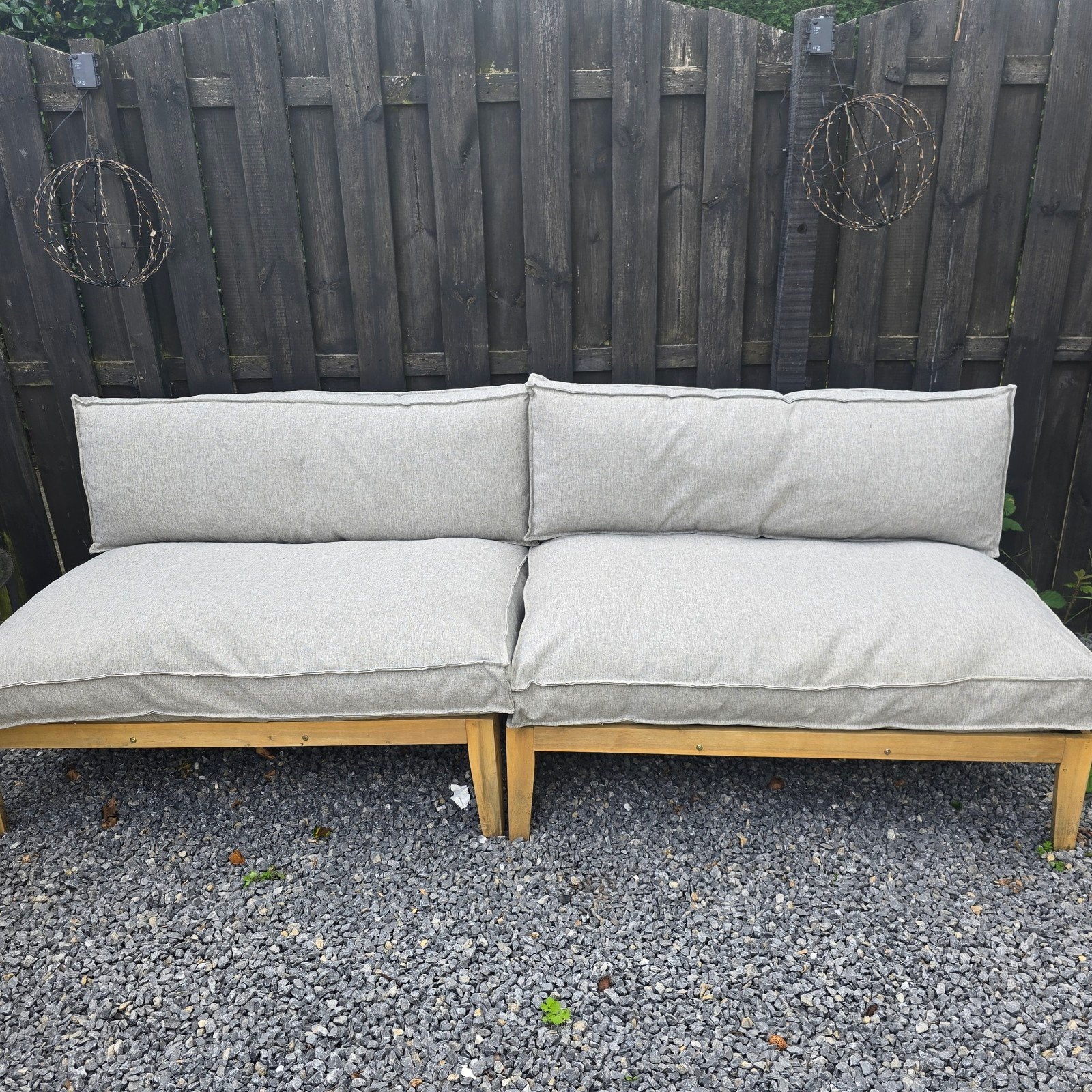 Comfortabele houten pallet bank met grijze kussens, Ophalen of Verzenden, Nieuw