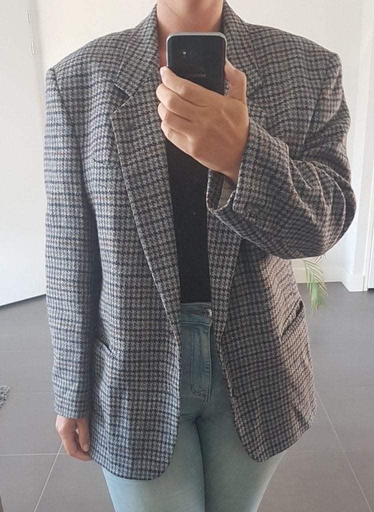 Blazer Colbert Kostuum Mantel Smoking Jasje Blauw Stof L, Maat 46/48 (XL) of groter, Zo goed als nieuw, Jasje, Verzenden