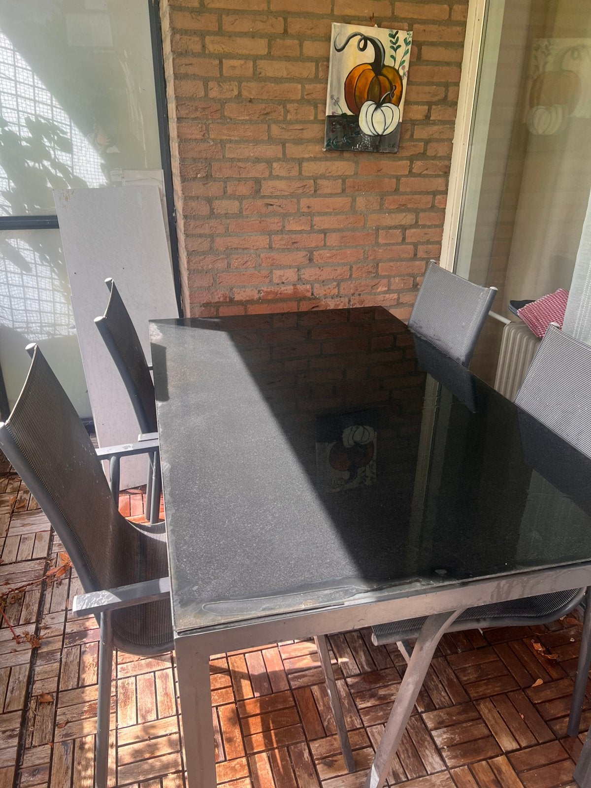 Tuintafel met 4 stoelen, Tuin en Terras, Ophalen of Verzenden, Zo goed als nieuw, Aluminium
