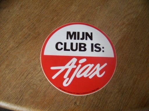 Ajax sticker mijn club is Ajax 15cm 1989, Ophalen of Verzenden, Nieuw, Bedrijf of Vereniging