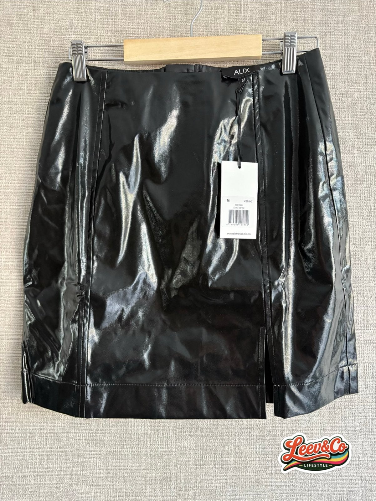 ALIX The Label Zwarte Lak Minirok Maat L Nieuw met kaartje, Alix, Zwart, Maat 42/44 (L), Nieuw