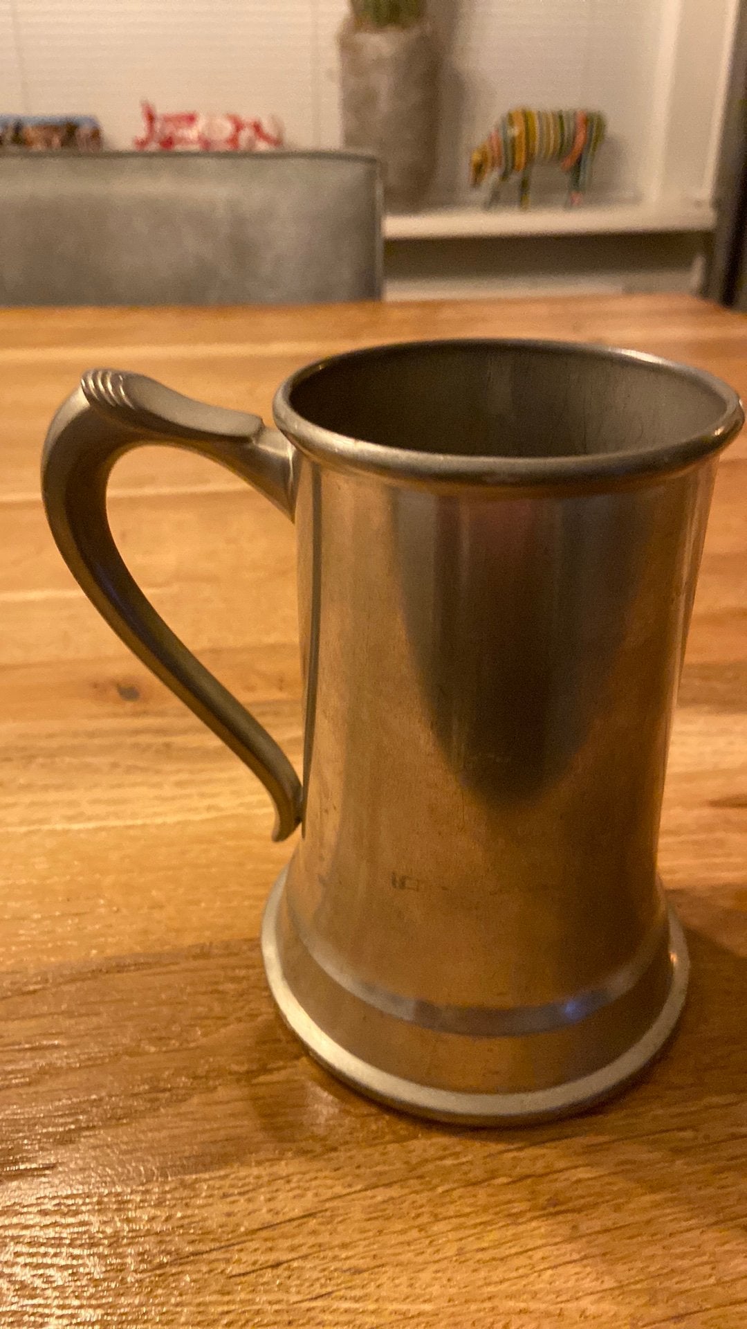 Tinnen bierpul met glazen bodem, Antiek en Kunst, Ophalen of Verzenden