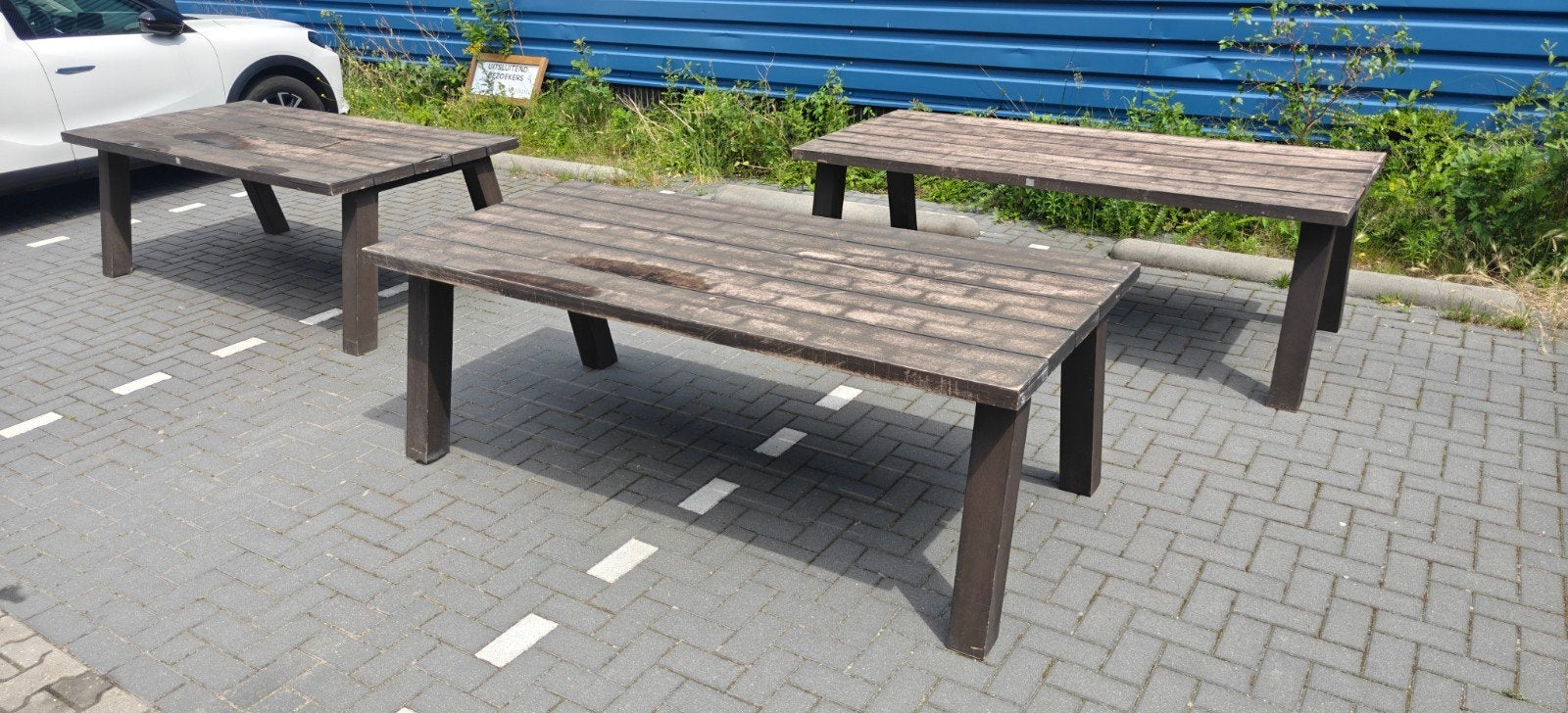 Picknicktafel / Tuintafel alu frame en de, Tuin en Terras, Picknicktafels, Ophalen, Gebruikt, Rechthoekig, Aluminium