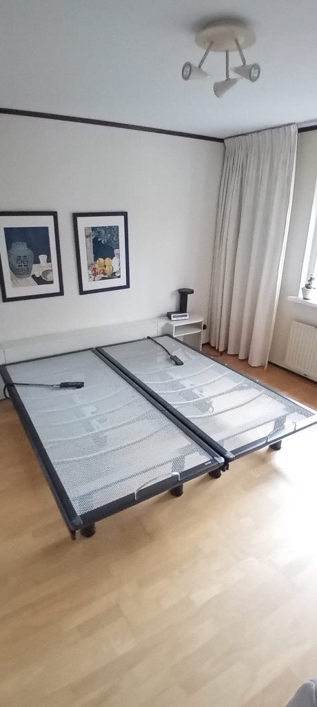 Achterwand Auping Auronde m nachtkastjes, Ophalen, Gebruikt, Wit, Tweepersoons