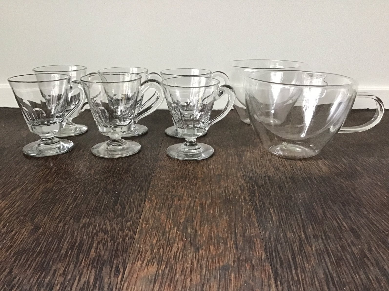 6 glazen espresso kopjes + 2 dubbel wandige cappuccino mok, Huis en Inrichting, Keuken | Servies, Ophalen of Verzenden, Zo goed als nieuw
