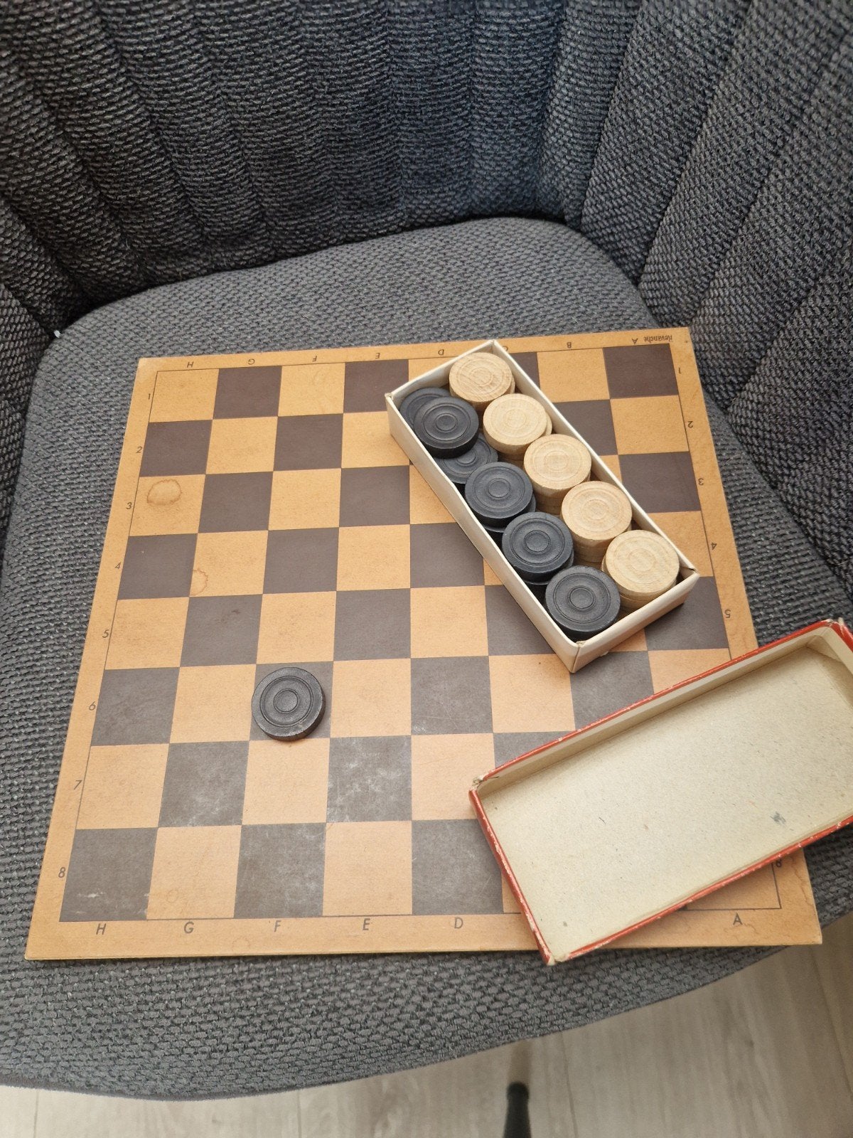 Vintage dambord schaakbord met damschijven, Hobby en Vrije tijd, Gezelschapsspellen | Bordspellen, Een of twee spelers, Ophalen of Verzenden