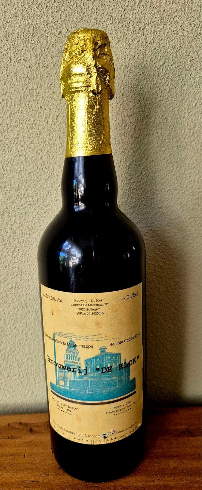 Fles bier van Brouwerij "De Klok" Zottegem 7,5% verzamelaar, Ophalen of Verzenden, Zo goed als nieuw, Flesje(s), Overige merken