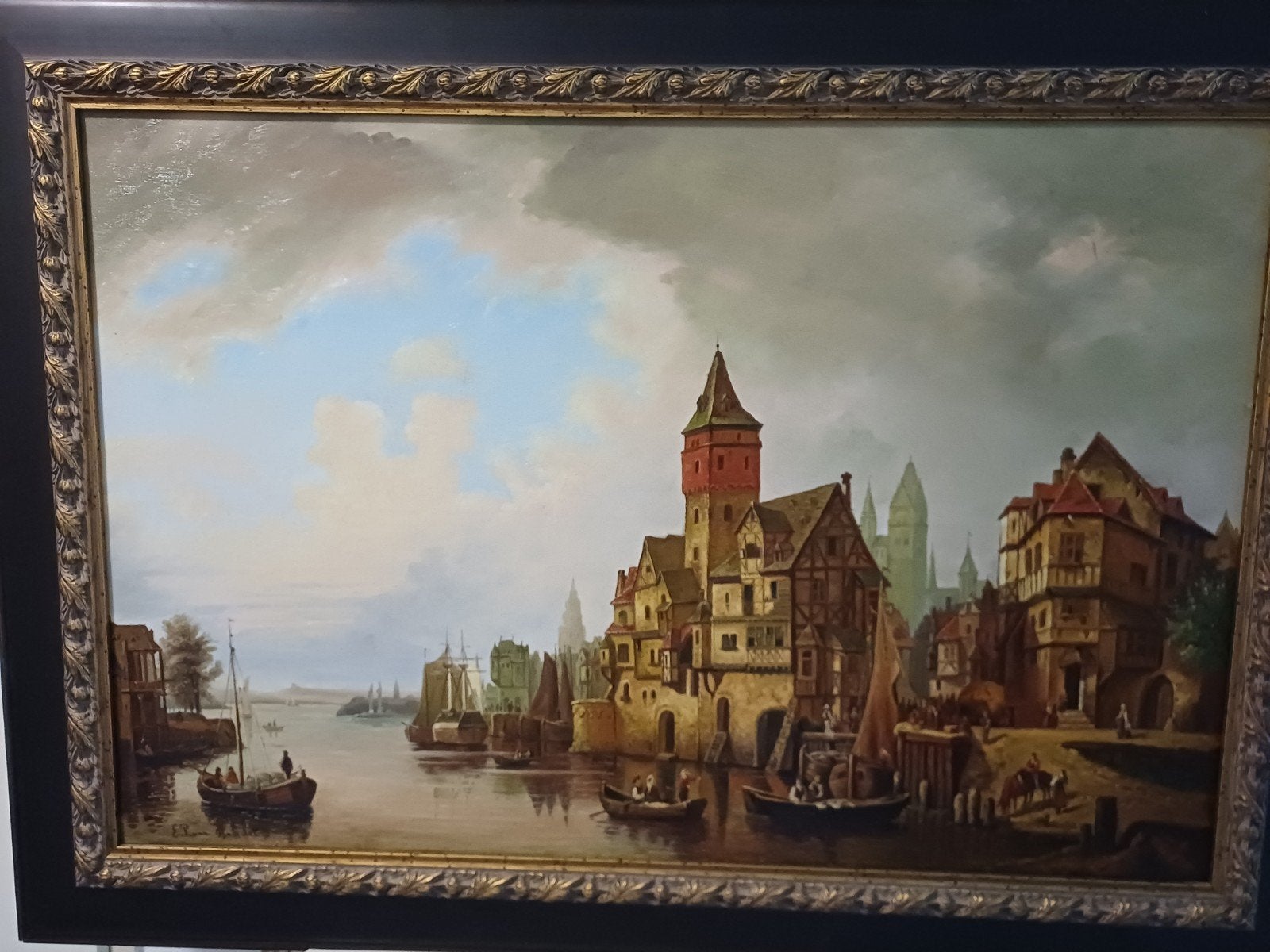 prachtig groot schilderij maat 1,10 m bij 80 inclusief lijst, Ophalen of Verzenden