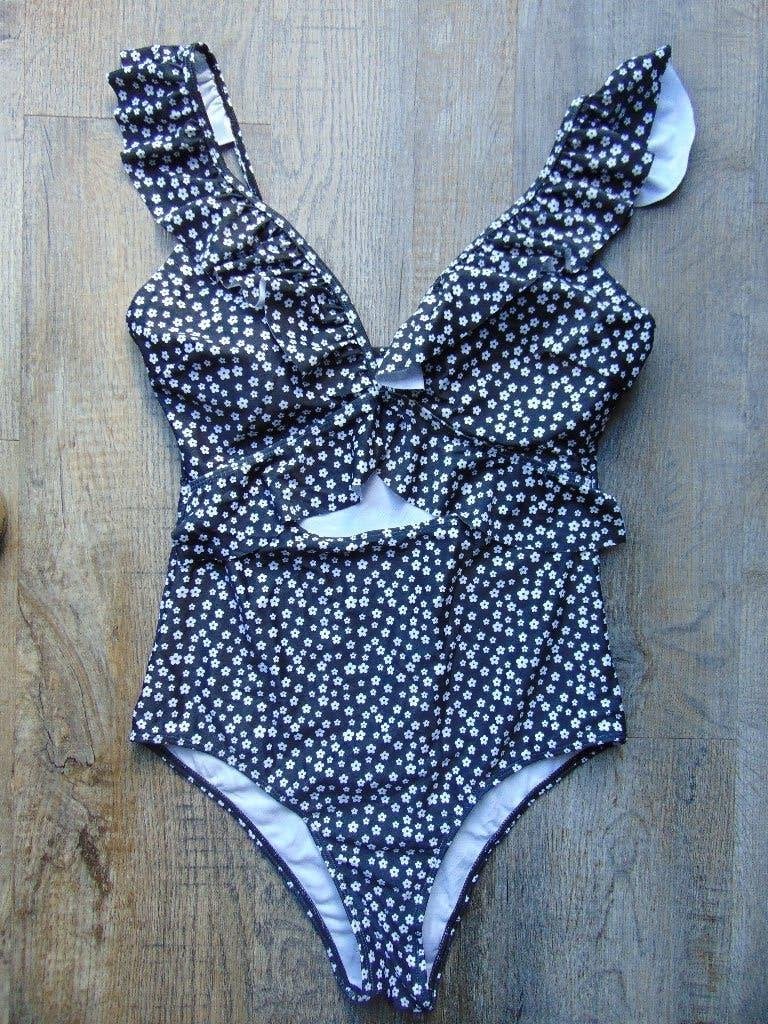 Badpak / zwempak zwart maat XL bloemetjes wit, Kleding | Dames, Badmode en Zwemkleding, Ophalen of Verzenden, Zo goed als nieuw