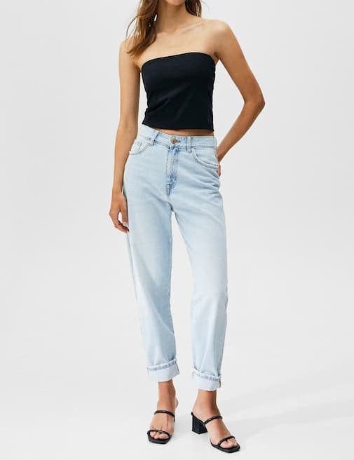 Pull & Bear lichtblauwe slouchy jeans met hoge taille mt 36, Blauw, Nieuw, Ophalen of Verzenden, W28 - W29 (confectie 36)