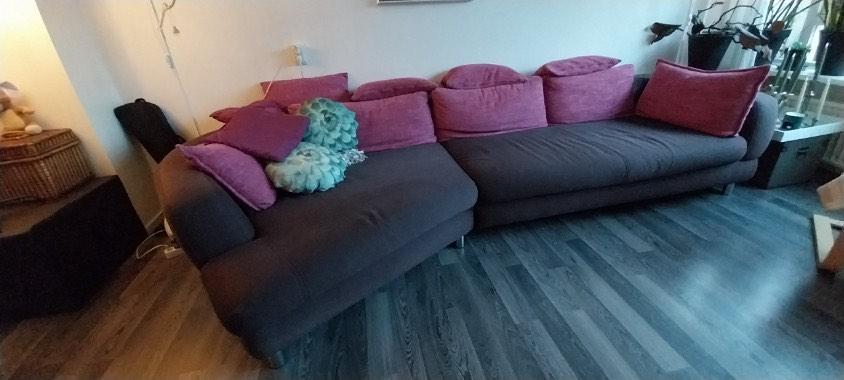Leuke, grote bank aubergine/roze, Ophalen, Gebruikt, 300 cm of meer, Vierpersoons of meer