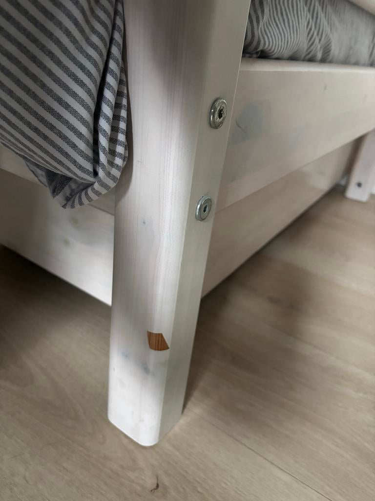 Flexa Bed - Whitewash, Kinderen en Baby's, Kinderkamer | Bedden, Gebruikt, 180 cm of meer, 85 tot 100 cm, Lattenbodem, Ophalen